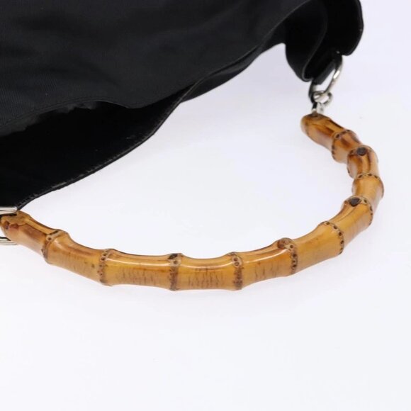 GUCCI Bamboo Hand Bag Nylon Black Silver 001 3754 1577 Auth ep10001 - Picture 8 of 16